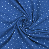 Jersey de coton imprimé pois fond bleu barbeau