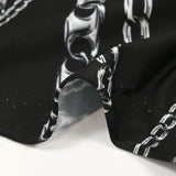 Maille de viscose satinée imprimée en chaîne fond noir