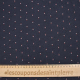 Cotton jersey with burgundy ear of wheat print, navy blue background