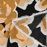 Crépon de viscose imprimé pivoine élégante fond noir