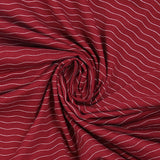Cotton jersey printed wavy stripe burgundy background