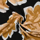 Crépon de viscose imprimé pivoine élégante fond noir