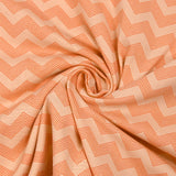 Jersey de coton imprimé chevrons fond pêche blanche