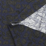 Cotton jersey with leaf liana print on navy background