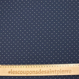Cotton jersey printed trio of polka dots on navy background