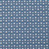 Cotton jersey printed circles and half-moons cart blue background