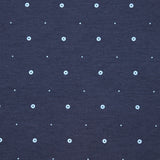 Jersey de coton imprimé anneaux et pois fond bleu foncé