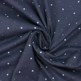 Jersey de coton imprimé anneaux et pois fond bleu foncé