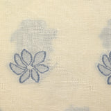 Coton tissé-teint jacquard Flora bleu fond écru