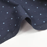 Jersey de coton imprimé anneaux et pois fond bleu foncé