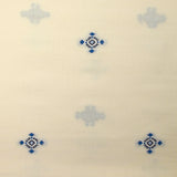 Coton tissé-teint jacquard Mirza bleu fond écru