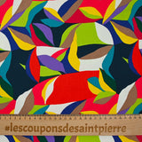 Satin de coton élasthanne océan rouge et jaune
