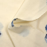 Coton tissé-teint jacquard Malina bleu fond écru