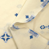 Coton tissé-teint jacquard Sorelle bleu fond écru