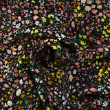 Viscose printed flowers Meryl black background