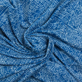 Jersey de coton imprimé carte fond bleu