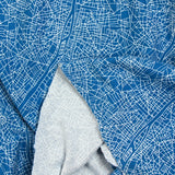 Jersey de coton imprimé carte fond bleu