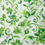 Cotton voile printed Persian garden green white background