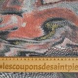 Voile de polycoton esprit animal corail, jaune et gris anthracite