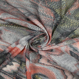 Voile de polycoton esprit animal corail, jaune et gris anthracite