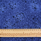 Popeline de coton imprimée jardin fleuri fond bleu marine