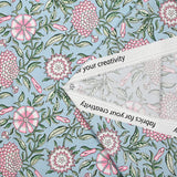 Popelina de algodón con estampado digital floral bohemio fondo rosa azul ahumado