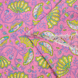 Indian cotton printed Inaya yellow pink background