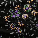 Panne de velours fleurs d'artifice violet et argent fond noir