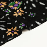 Panne de velours fleurs d'artifice violet et argent fond noir