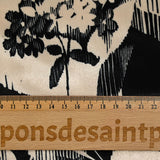 Jersey de velours ras imprimé feuille graphique noire fond ivoire