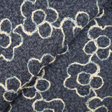 Lainage bouclette fantaisie fleurs fond gris bleuté