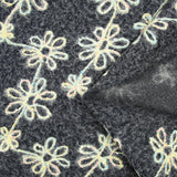 Lainage bouclette fantaisie florale multicolore fond gris bleuté