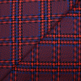 Punto jacquard de poliviscosa pata de gallo coral, negro con fondo azul royal