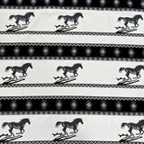 Coton jacquard cheval au galop fond blanc