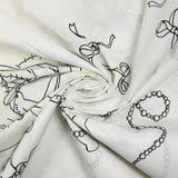 Cotton poplin printed with doves and white bow