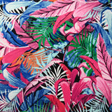 Jersey de polyester imprimé jungle multicolore fond noir