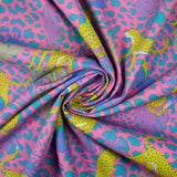 Cotton yellow leopard print with pink jungle background