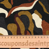 Maille tricot imprimée vague marron et écru fond noir