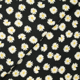 Jacquard de coton natté marguerite fond noir
