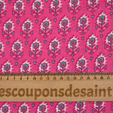 Indian cotton printed Sati turquoise and white pink background