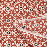 Fondo de ladrillo de mosaico floral blanco estampado de algodón indio