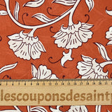 Algodón indio estampado Deepti flores blancas fondo óxido
