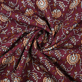 Indian cotton printed Amayra white and rust garnet background