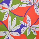 Raso de algodón elastano palmera naranja y verde