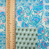Simple blue cashmere patchwork printed gauze