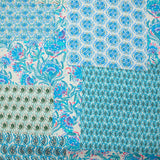 Simple blue cashmere patchwork printed gauze