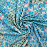 Simple blue cashmere patchwork printed gauze