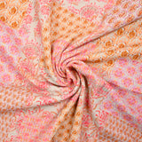 Simple pink cashmere patchwork printed gauze