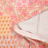 Simple pink cashmere patchwork printed gauze