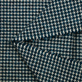 Lainage jacquard mini pied de poule blanc cassé et bleu canard